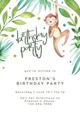 Hanging monkey - Birthday Invitation